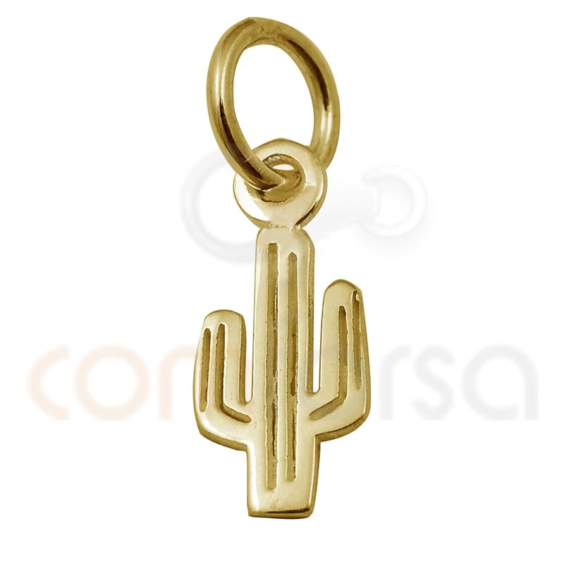 Breloque  mini cactus 5.6 x 12 mm argent 925 plaqué or