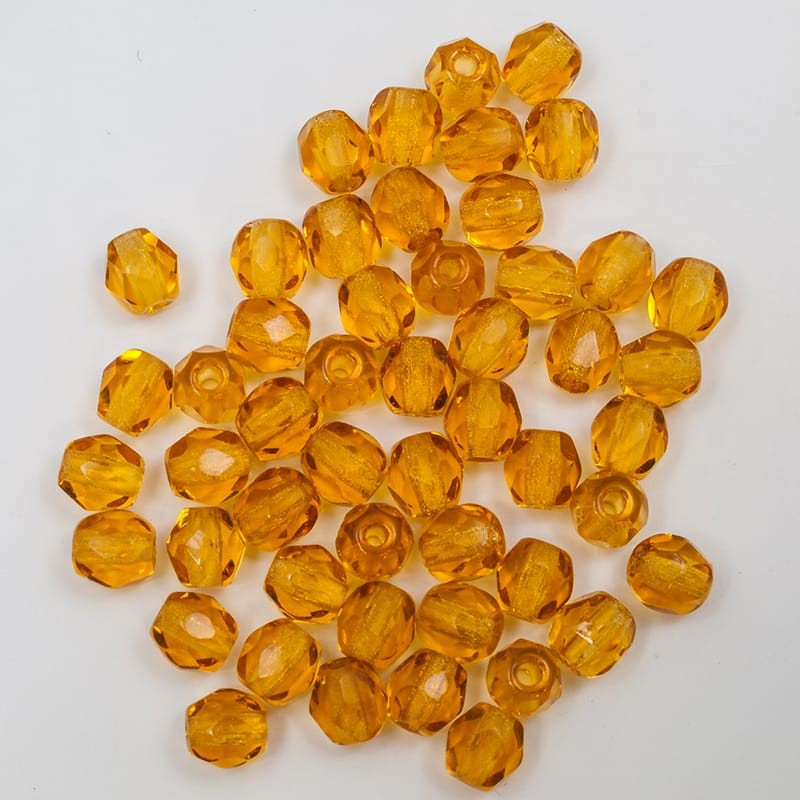 Boules à facettes 4 mm ambre (50und)