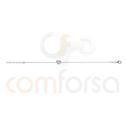 Bracelet chaîne coeur 17 + 3 cm argent 925 plaqué or