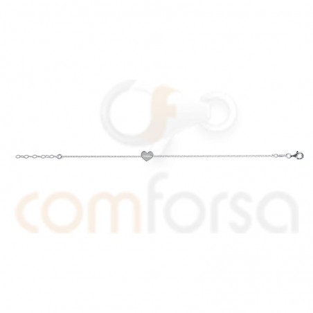 Bracelet chaîne coeur 17 + 3 cm argent 925 plaqué or