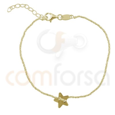 Bracelet chaîne étoile 17 + 3 cm argent 925 plaqué or