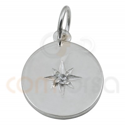 Breloque étoile polaire zirconites 15 mm argent 925