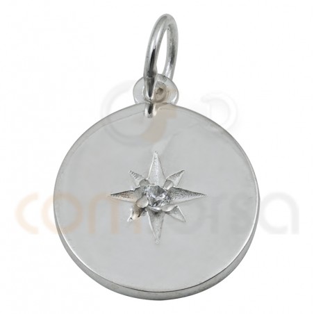 Breloque étoile polaire zirconites 15 mm argent 925