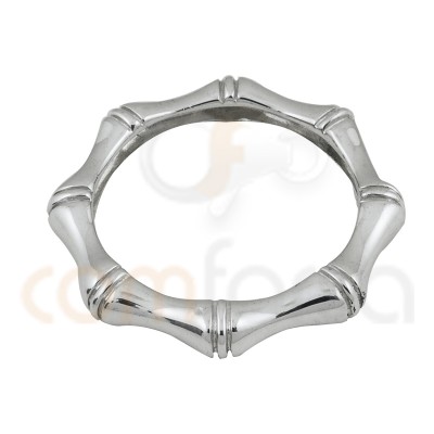 Anneau lanière bambou 3 x 3 mm argent plaqué or