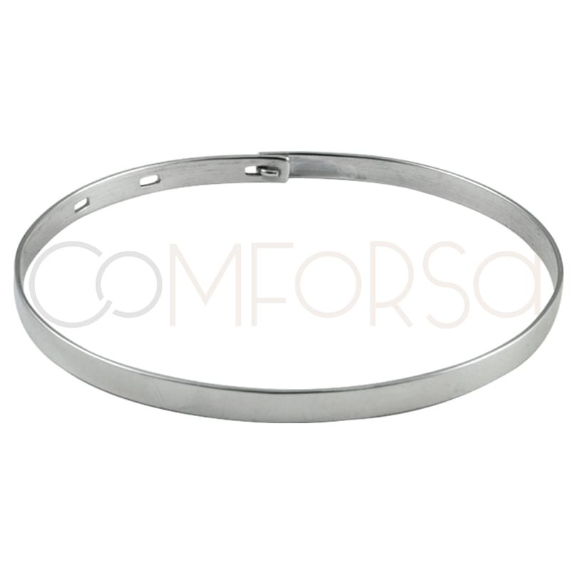 Bracelet ovale lisse ajustable argent 925