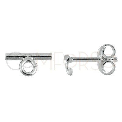 Boucles d'oreilles barre avec anneau 10 x 1.2 mm en argent 925 plaqué or