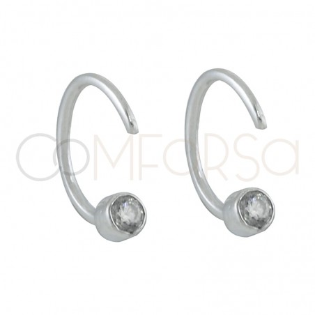 Boucle d'oreille "piercing" avec zircone en argent 925 plaqué or