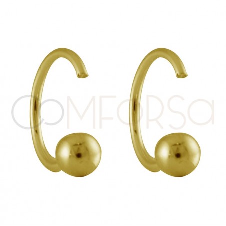Boucle d'oreille piercing avec boules 6mm en argent 925 plaqué or