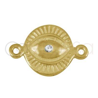Intercalaire oeil turc avec zircone 9mm en argent plaqué or