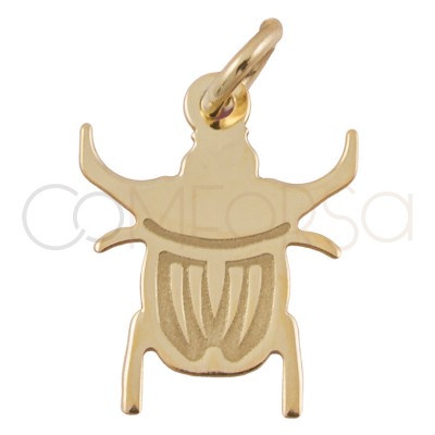 Pendentif escarabée egyptienne 11x 14 mm en argent plaqué or