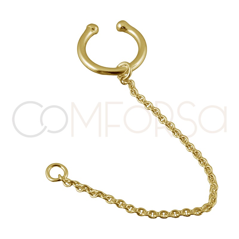 Ear cuff avec chaîne et anneau argent 925 plaqué or