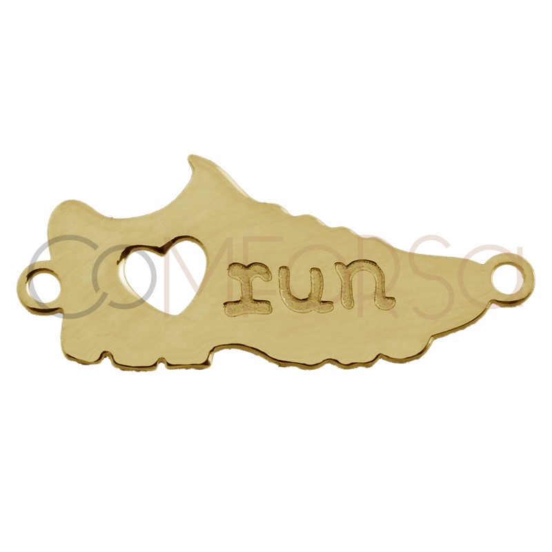 Intercalaire sportive "Love Run" 17 x 6mm argent plaqué or