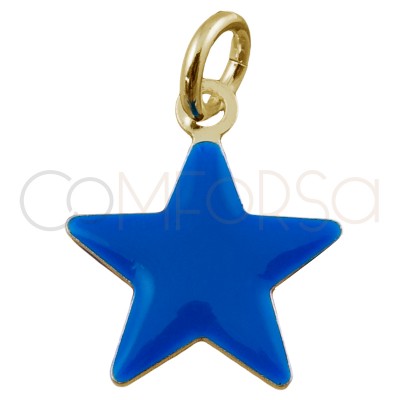 Pendentif étoile émail "Classic Blue" 8 x 6 mm argent 925 plaqué or