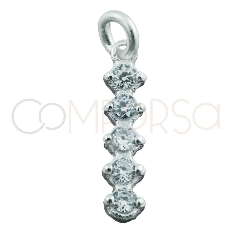 Pendentif barre avec zircônes blanches 2.5x11mm argent 925