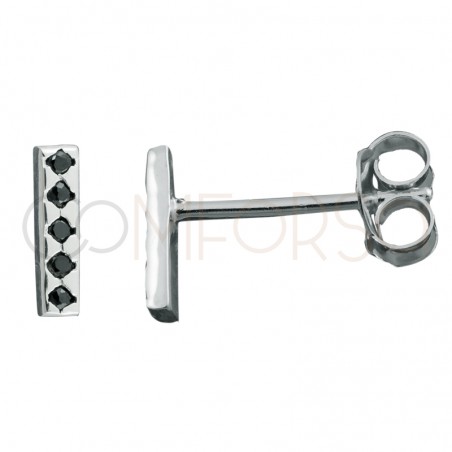 Boucle d’oreille barre avec zircônes “JET” 2x8mm argent 925 plaqué or