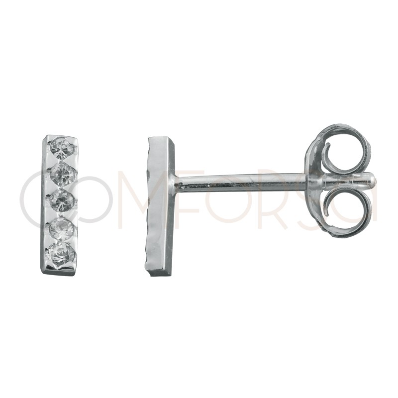 Boucle d’oreille barre avec zircônes blanches 2x8mm argent 925