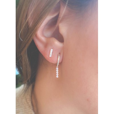 Boucle d’oreille barre avec zircônes blanches 2x8mm argent 925