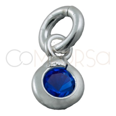 Mini pendentif avec zircone  "Sapphire"  3 mm argent 925