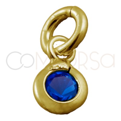 Mini pendentif avec zircone "Sapphire" 3 mm argent plaqué or