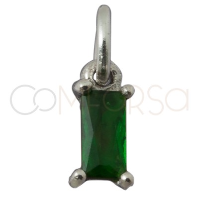 Mini pendentif rectangulaire zircône "Emerald" 5 x 2 mm argent 925