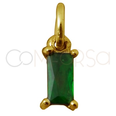 Mini pendentif rectangulaire zircône "Emerald" 5 x 2 mm argent 925 plaqué or