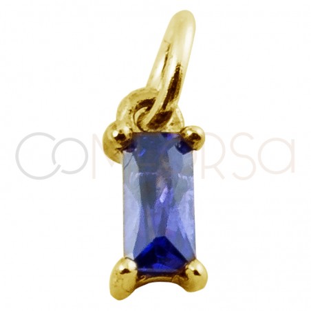 Mini pendentif rectangulaire zircône "Tanzanite" 5 x 2 mm argent 925 plaqué or