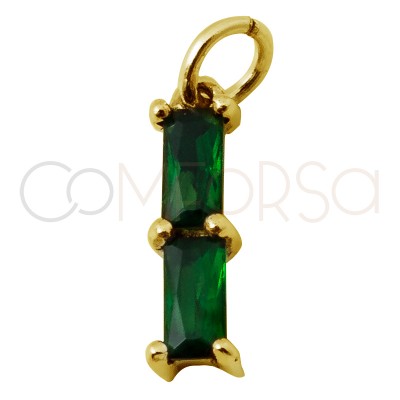 Mini pendentif rectangulair double zircône "Emerald" 10 x 2 mm argent 925