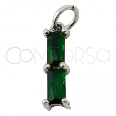 Mini pendentif rectangulair double zircône "Emerald" 10 x 2 mm argent 925 plaqué or
