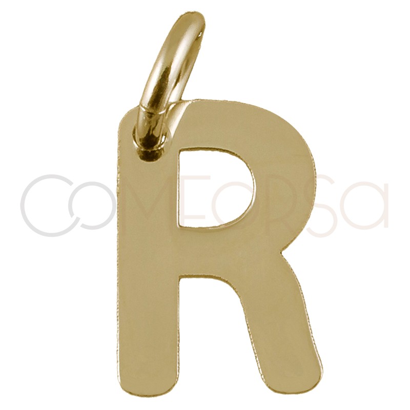 Porte clé lettre R en laiton argenté