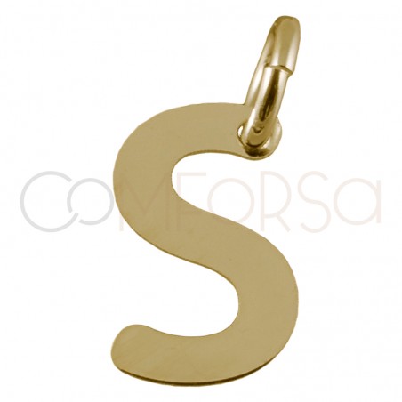 Pendentif lettre S 5x8mm argent plaqué or