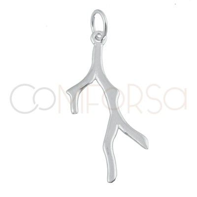 Pendentif corail 10 x 30 mm argent