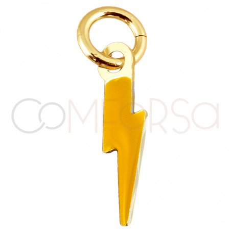 Pendentif éclair avec émail jaune 3x10mm argent 925