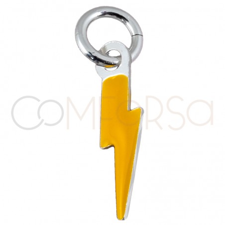 Pendentif éclair avec émail jaune 3x10mm argent 925