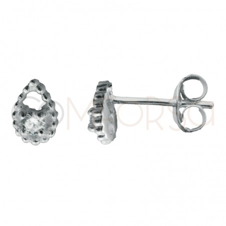 Boucle d'oreille goutte avec zircone 6x4mm argent 925