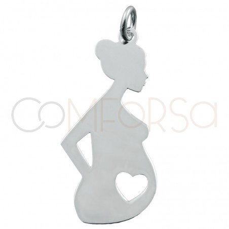 Gravure. + Pendentif femme enceinte 12x27mm argent 925