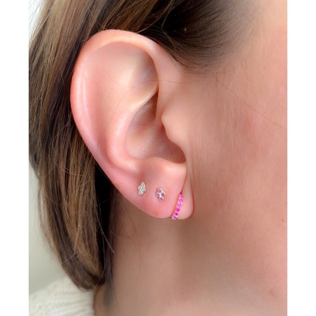 Boucles d'oreilles créoles avec zircones rubi 10mm argent 925 plaqué or