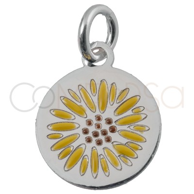 Pendentif tournesol 10mm argent 925 plaqué or