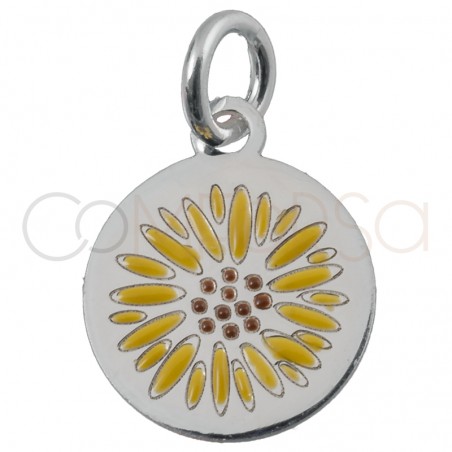 Pendentif tournesol 10mm argent 925 plaqué or