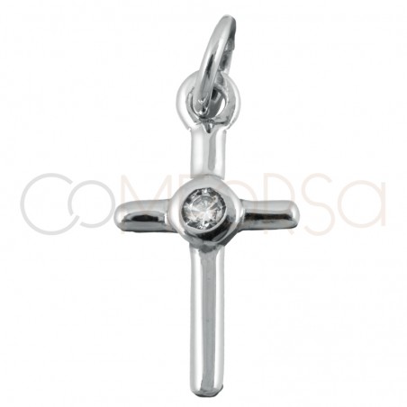 Pendentif croix avec zircone 8x15mm argent 925