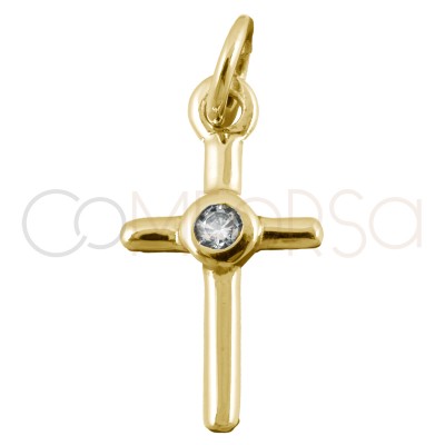 Pendentif croix avec zircone 8x15mm argent 925