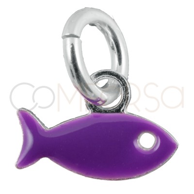 Pendentif poisson violet 8x5mm argent 925
