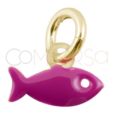 Pendentif poisson fuchsia 8x5mm argent 925