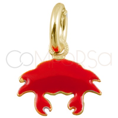 Pendentif crabe rouge 8x7mm argent 925 plaqué or