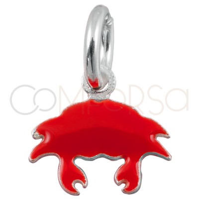 Pendentif crabe rouge 8x7mm argent 925