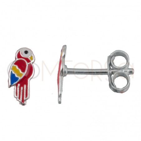 Boucles d'oreilles parroquet coloré 3x8mm argent 925