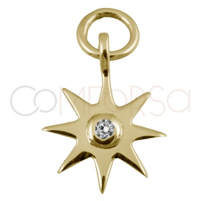 Pendentif étoile avec zircone crystal 10mm argent 925 plaqué or