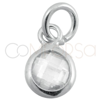 Pendentif mini zircone crystal 4.5mm argent 925 plaqué or