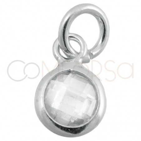 Pendentif mini zircone crystal 4.5mm argent 925 plaqué or