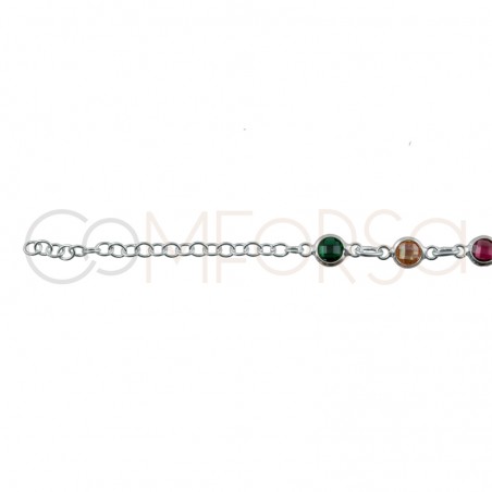 copy of Pulsera circonitas multicolores 17+3.5cm plata 925