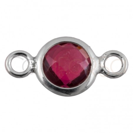 Intercalaire mini zircone fuchsia 4.6mm argent 925 plaqué or